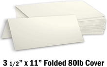Hamilco Blank Tent Name Place Table Cards 3 1/2" x 11" Folded Card Stock - Cream Cardstock Paper 80lb Cover - 100 Pack