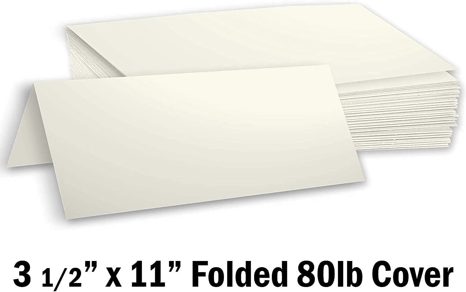 Hamilco Blank Tent Name Place Table Cards 3 1/2" x 11" Folded Card Stock - Cream Cardstock Paper 80lb Cover - 100 Pack - Hamilco.com