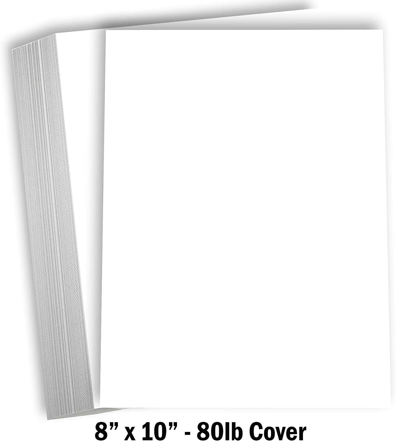 Hamilco White Cardstock Thick Paper - 8 x 10" Blank Heavy Weight 80 lb Cover Card Stock - 50 Pack - Hamilco.com
