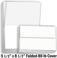 Hamilco Card Stock Folded Blank Cards with Envelopes 5 1/2 x 8 1/2" - Scored White Cardstock Paper 80lb Cover - 100 Pack