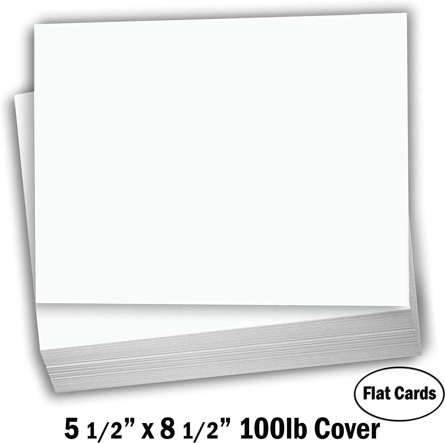 Hamilco White Cardstock Thick Paper - Blank Index Flash Note & Post Cards - Greeting Invitations Stationary 5 1/2 X 8 1/2" Heavy Weight 100 lb Card Stock for Printer - 100 pack