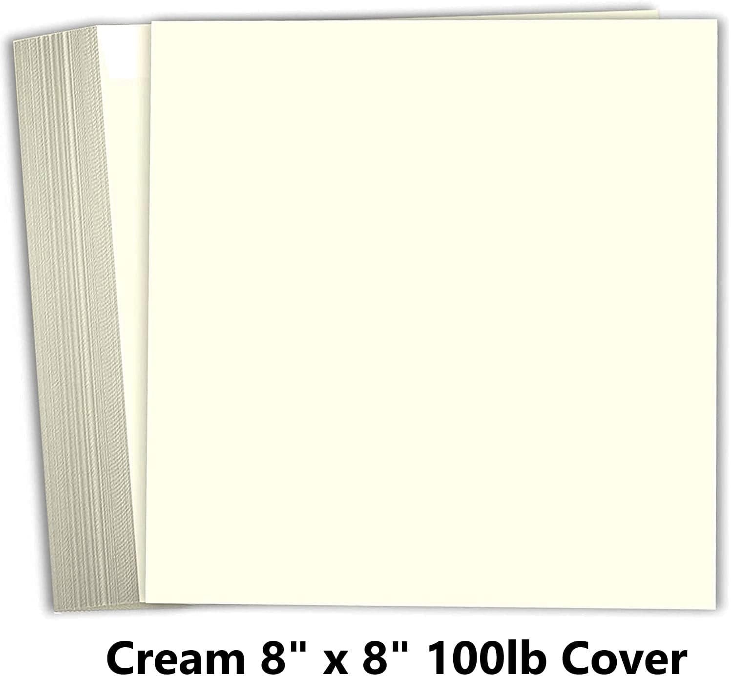 Hamilco 8x8 Cream White Scrapbook Cardstock Paper 100lb Cover Card Stock 100 Pack