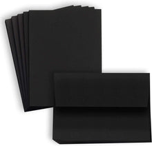 Hamilco Black Colored Cardstock Thick paper - Blank Note Greeting Invitations & Index Cards with Envelopes - Flat 5 x 7" Heavy Weight 80 lb Scrapbook Chalkboard Card Stock - 100 Pack
