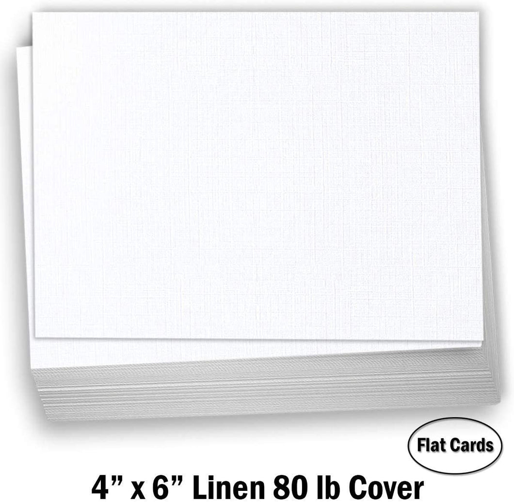 Hamilco White Linen Cardstock Paper Flat 4x6 Blank Index Cards Card Stock 80lb Cover 100 Pack