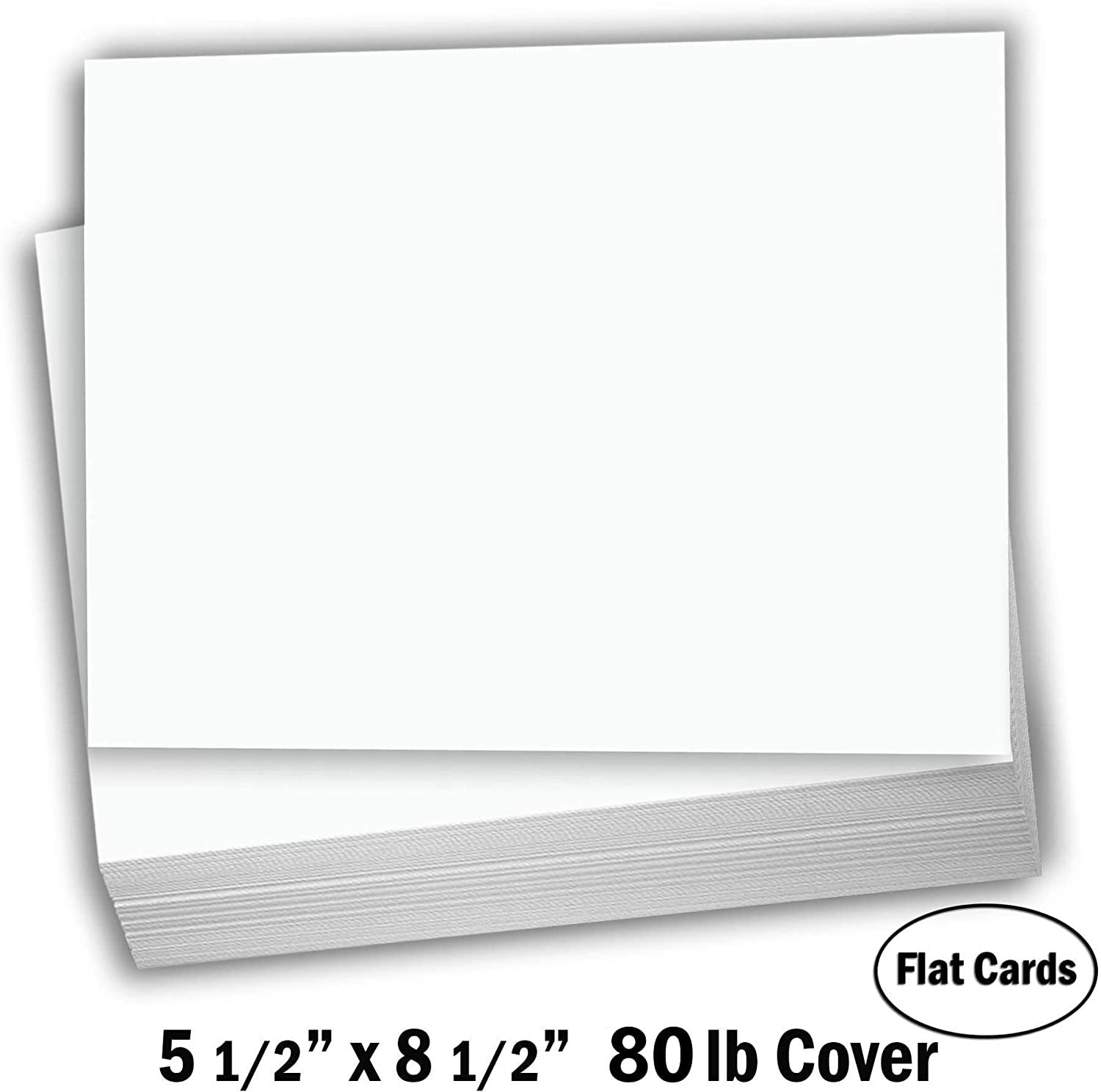 Hamilco White Cardstock Thick Paper - Blank Index Flash Note & Post Cards - Greeting Invitations Stationary 5 1/2 X 8 1/2" Heavy Weight 80 lb Card Stock for Printer - 100 pack