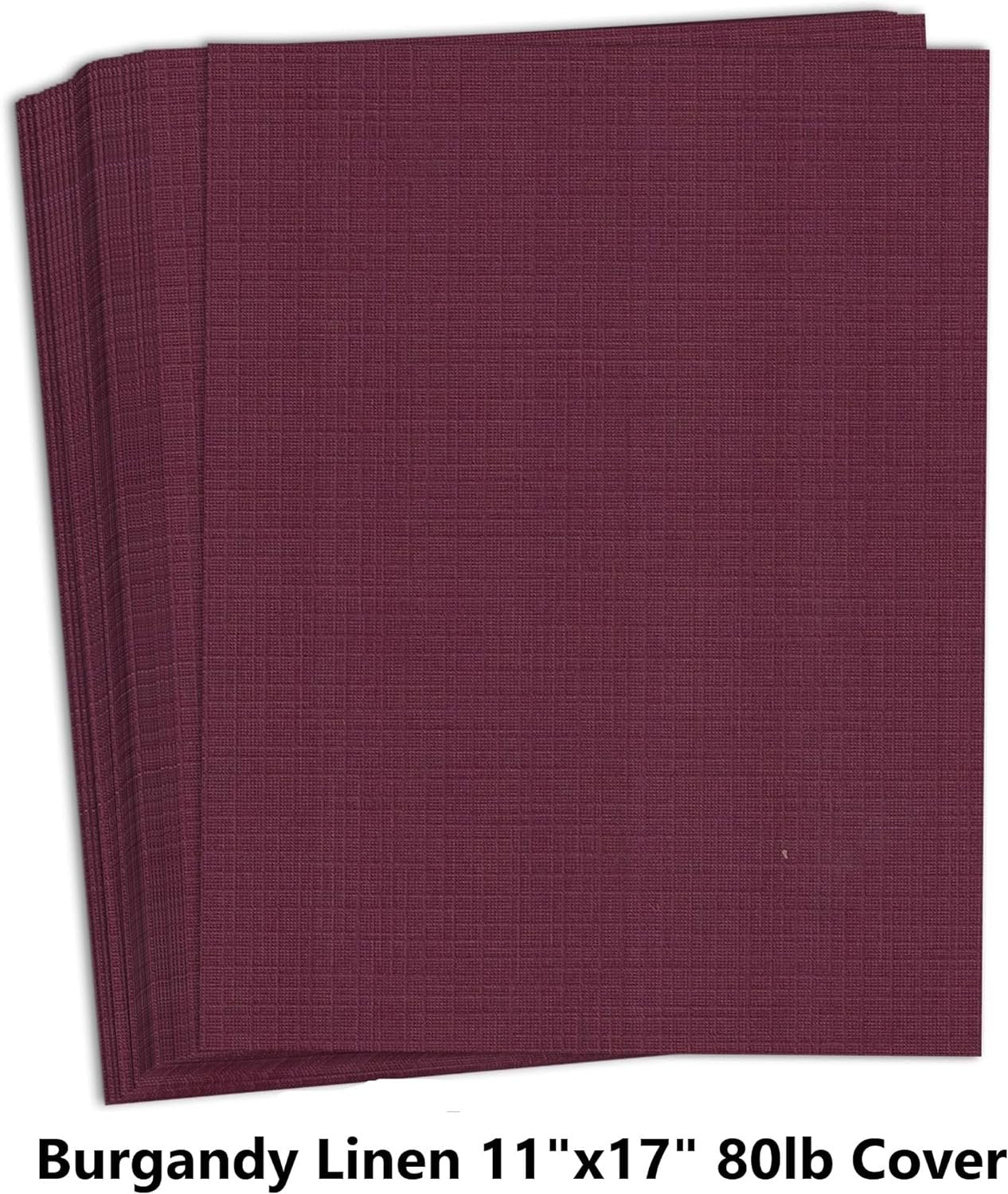 Hamilco Burgandy Linen Textured Cardstock Thick Paper - 11 x 17" Heavy Weight 80 lb Cover Card Stock - 25 Pack