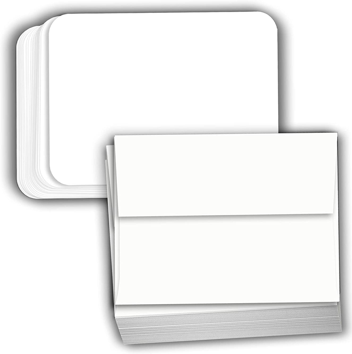 Hamilco White Cardstock Thick Paper - Blank Index Flash Note & Post Cards Rounded Corners with Envelopes Greeting Invitations Stationary 4 X 6" Heavy weight 80 lb Card Stock - 100 Pack - Hamilco.com