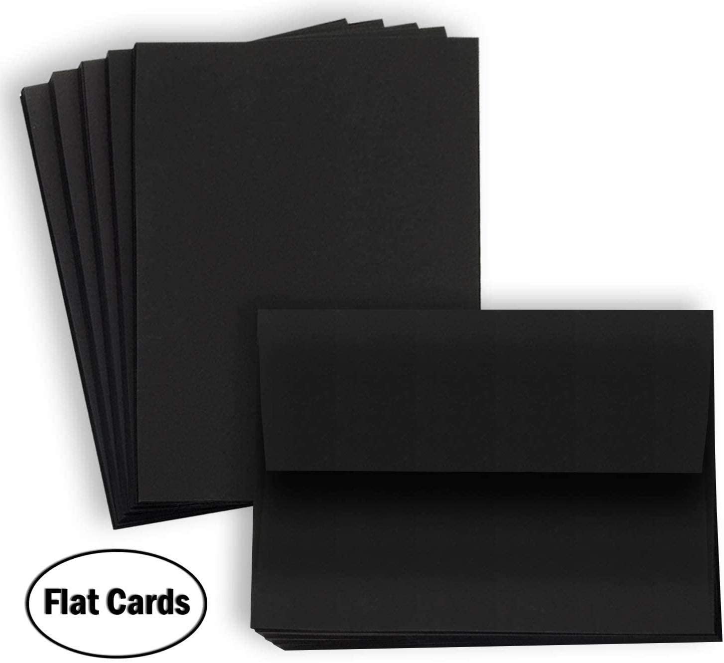 Hamilco Black Colored Cardstock Thick paper - Blank Note Greeting Invitations & Index Cards - Flat 4.5" x 6.25" A6 Heavy Weight 80 lb Scrapbook Card Stock (100 Pack with Envelopes) - Hamilco.com