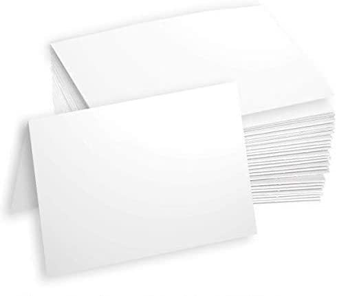 Hamilco White Cardstock Thick Paper - 3 1/2 x 4 7/8" Blank Folded Small A1 Cards - Greeting RSVP Invitations Stationary - Heavy weight 80 lb Card Stock for Printer - 100 Pack - Hamilco.com
