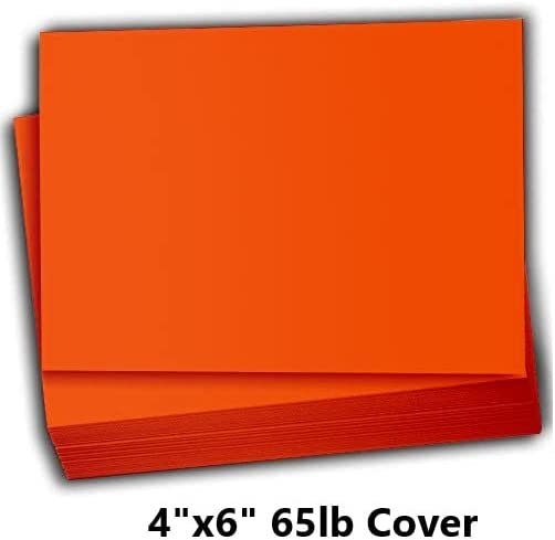 Hamilco Colored Scrapbook Cardstock Paper 4x6 Card Stock Paper 65 lb Cover 100 Pack (Fire Orange)
