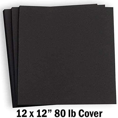Hamilco Black Colored Cardstock Scrapbook Paper 12x12 Heavy Weight 80 lb  Cover Card Stock - for Craft Calligraphy or Chalkboard Papers for Printer 