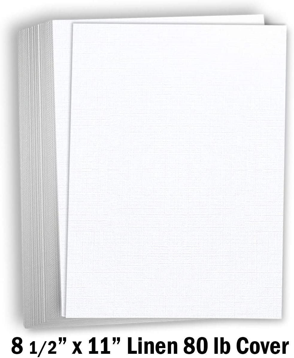 Hamilco White Resume Linen Textured Cardstock Paper – 8 1/2 x 11" Blank Thick Heavy Weight 80 lb Cover Card Stock for Printer - 50 Pack (Bright White) - Hamilco.com
