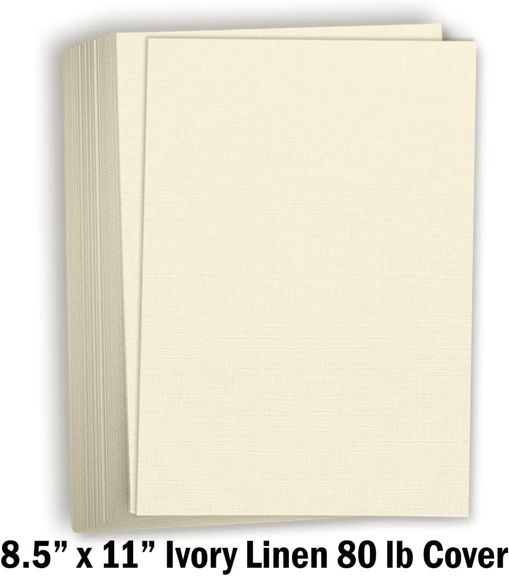 Hamilco Resume Linen Textured Cardstock Paper – 8 1/2 x 11" Blank Thick Heavy Weight 80 lb Cover Card Stock for Printer - 50 Pack (Ivory) - Hamilco.com