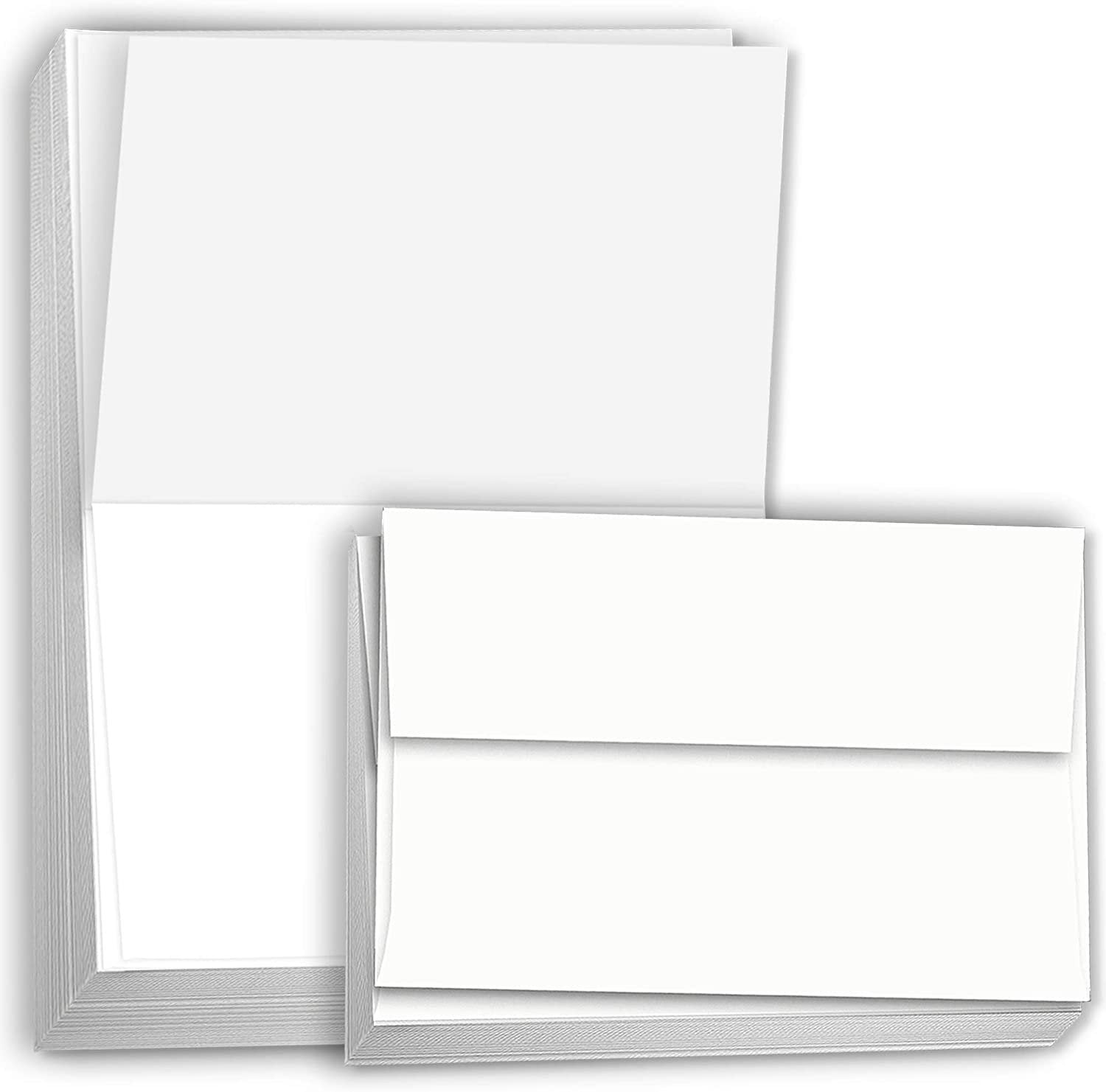 Hamilco White Cardstock Thick Paper – 3 1/2 x 4 7/8" Blank Folded Small A1 Cards with Envelopes - Greeting RSVP Invitations Stationary - Heavy weight 80 lb Card Stock for Printer - 100 Pack - Hamilco.com