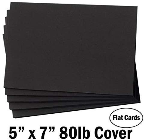 Hamilco Black Colored Cardstock Thick paper - Blank Note Greeting Invitations & Index Cards - Flat 5 x 7" Heavy Weight 80 lb Scrapbook Chalkboard Card Stock - 100 Pack - Hamilco.com
