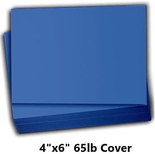 Hamilco Colored Scrapbook Cardstock Paper 4x6 Card Stock Paper 65 lb Cover 100 Pack (Cobalt Blue)