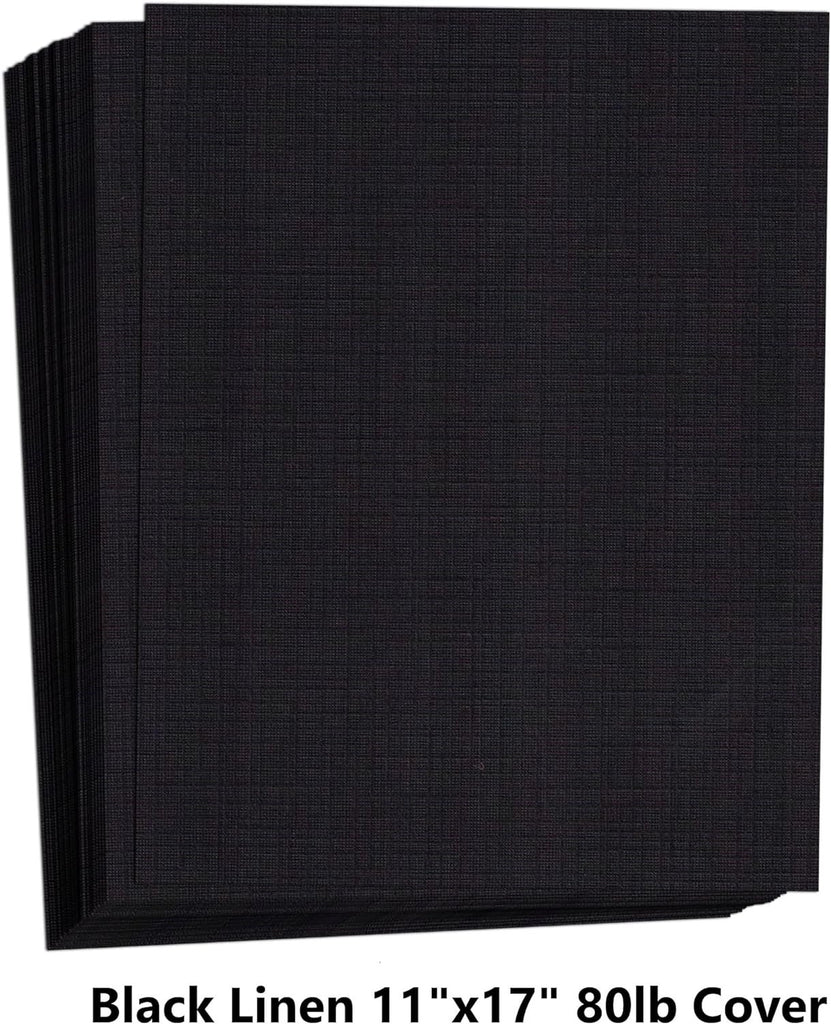 Hamilco Black Linen Textured Cardstock Thick Paper 11 x 17" Heavy We