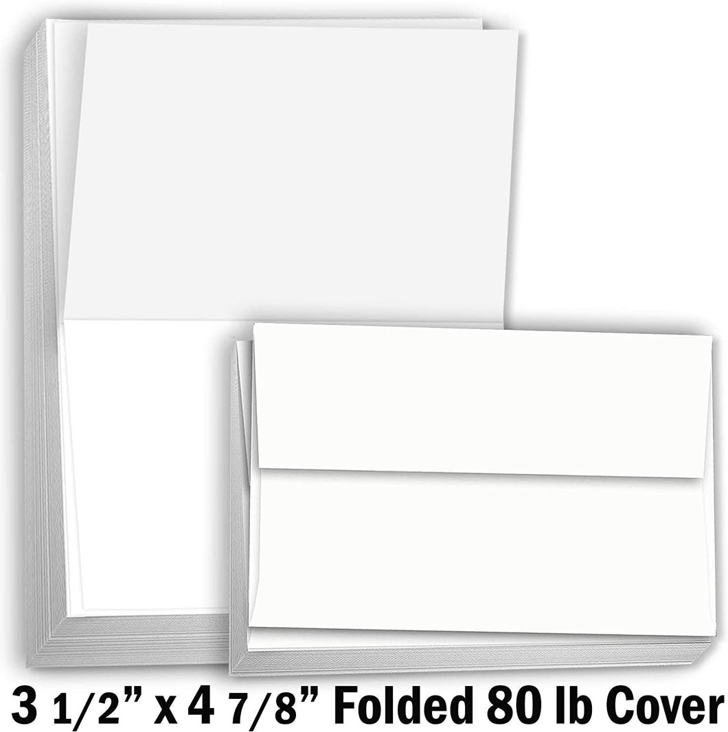 Hamilco White Cardstock Thick Paper – 3 1/2 x 4 7/8 Blank Folded Smal –