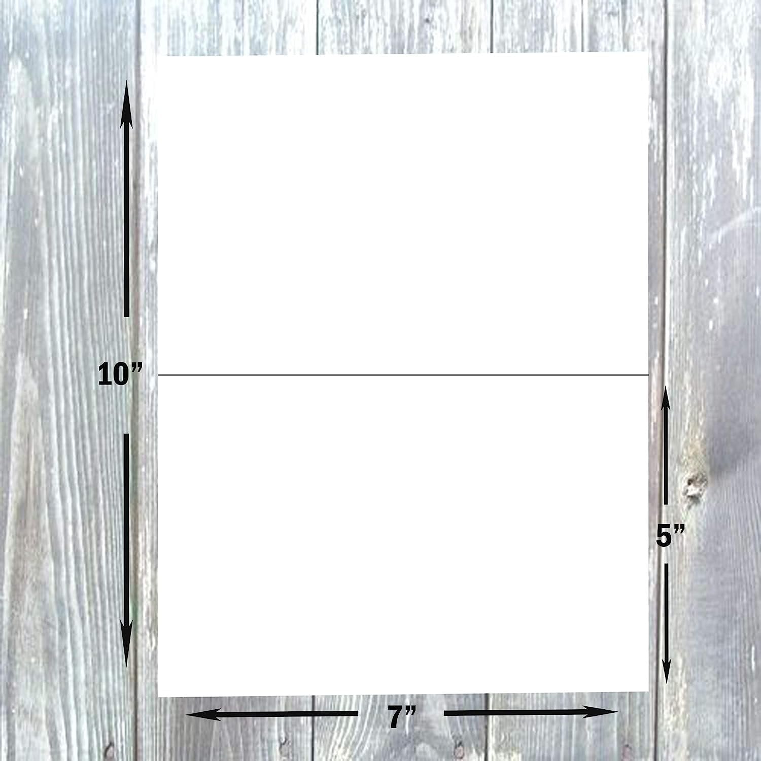 Hamilco Card Stock Folded Blank Cards with Self Seal Envelopes 5x7 - Scored White Cardstock Paper 80lb Cover - 100 Pack