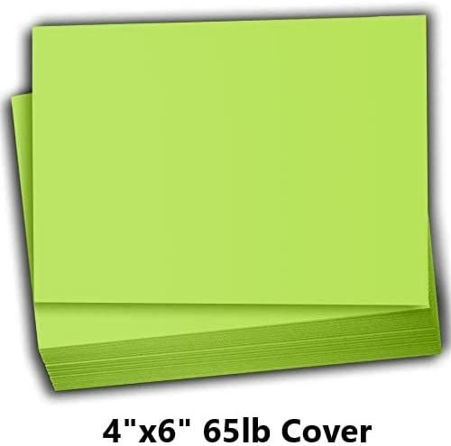 Hamilco Colored Scrapbook Cardstock Paper 4x6 Card Stock Paper 65 lb Cover 100 Pack (Lime Green)