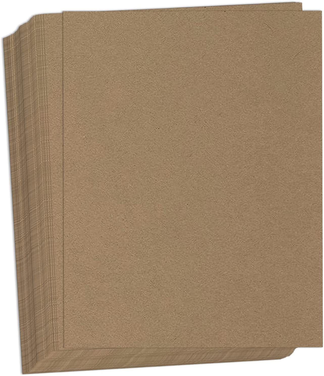 Hamilco Brown Kraft Cardstock Scrapbook Paper 8.5x11" Thick Blank Card Stock Heavy Weight 100 lb Cover - 50 Pack - Hamilco.com