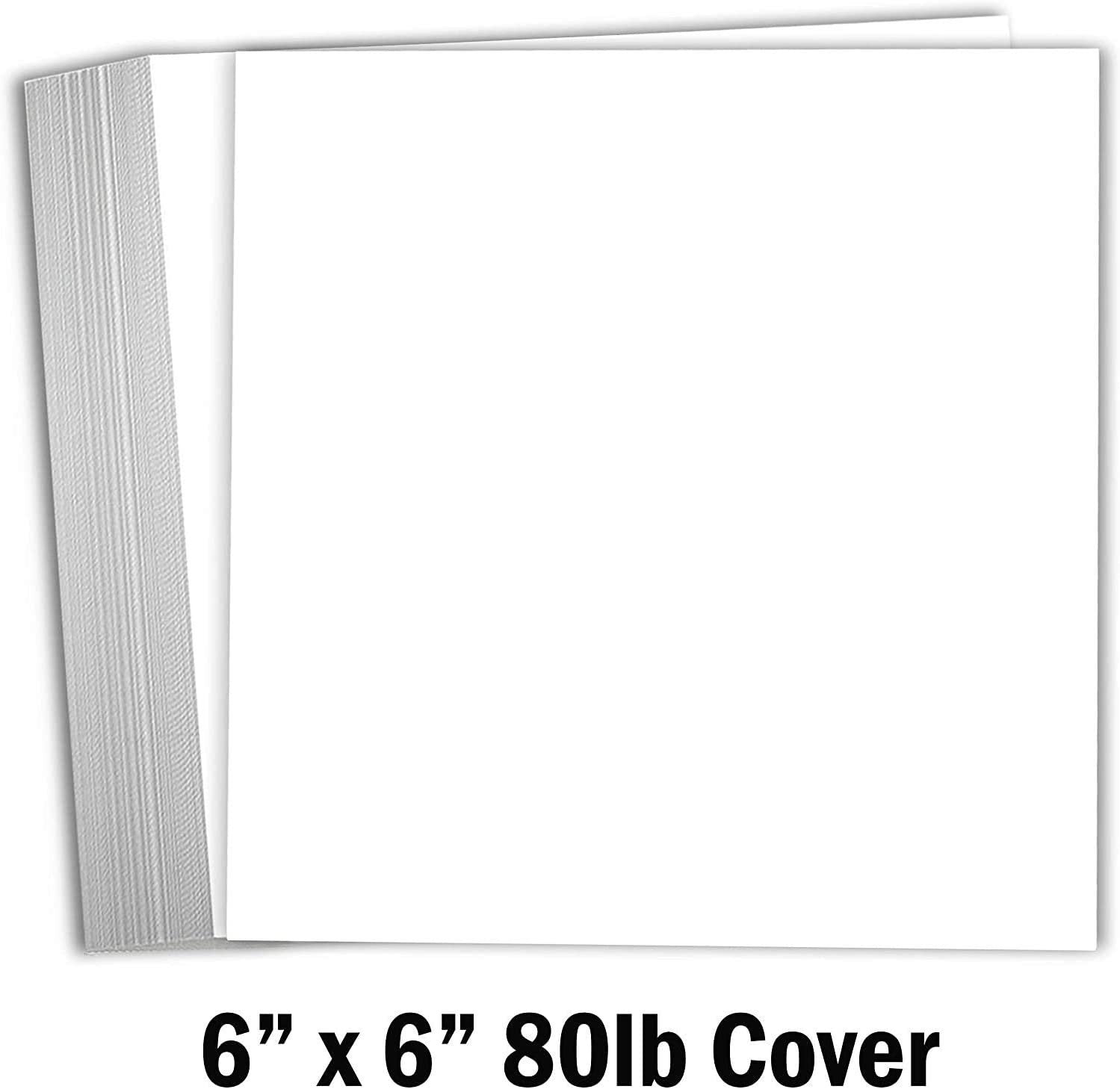 Hamilco 6x6 White Scrapbook Cardstock Paper 80lb Cover Card Stock 100 Pack - Hamilco.com