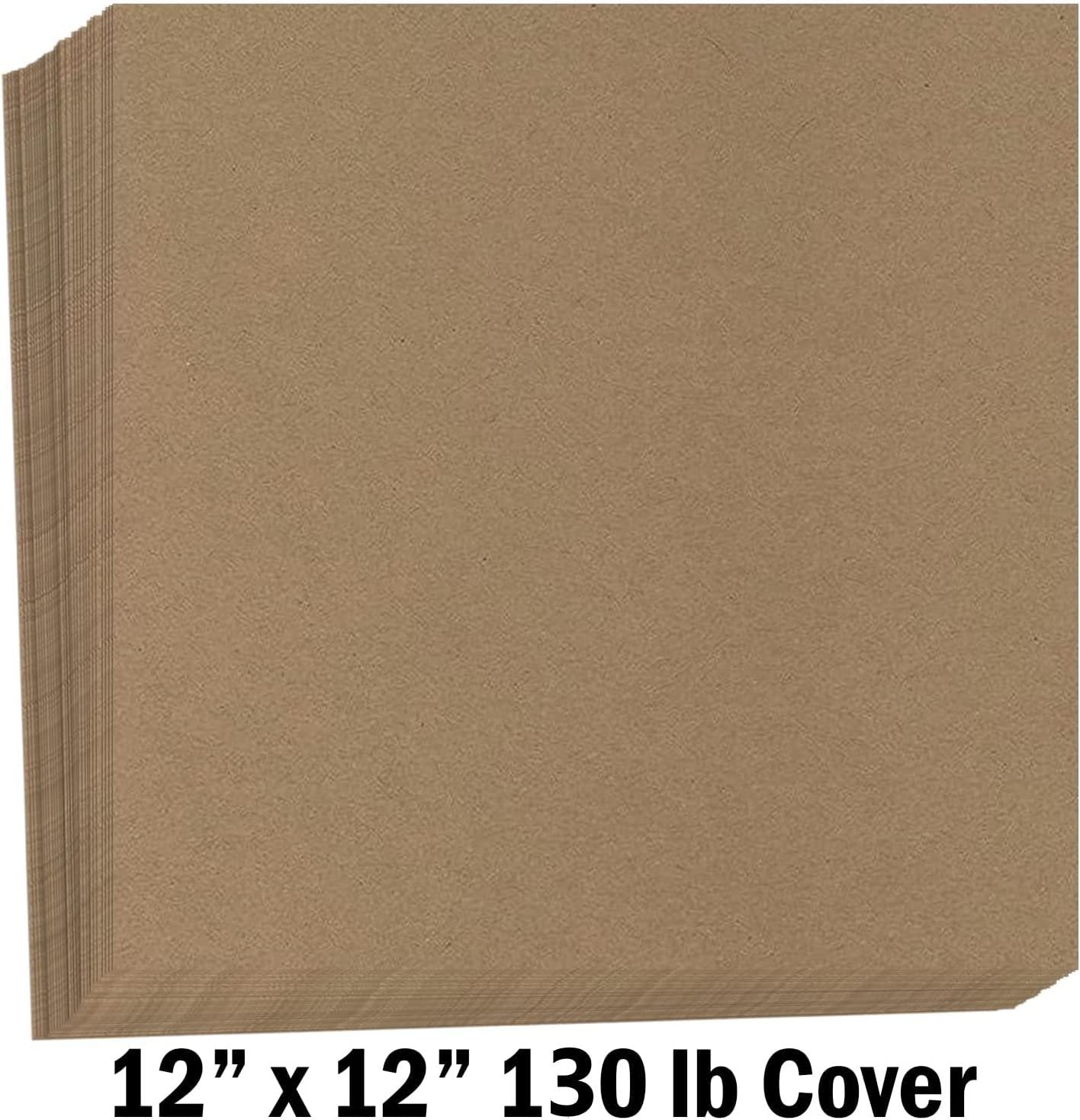 Hamilco Brown Kraft Cardstock Scrapbook Paper 12x12 Thick Blank Card Stock Heavy Weight 130 lb Cover - 25 Pack - Hamilco.com