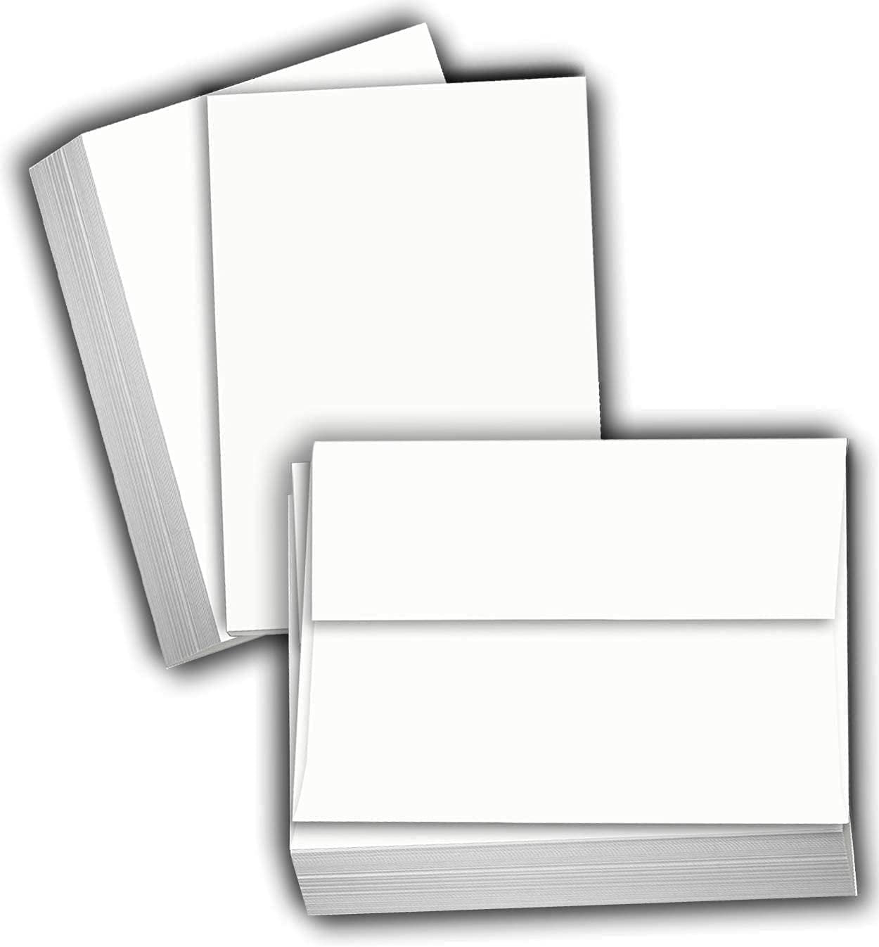 Hamilco White Cardstock Blank Index Flash Note & Post Cards - Flat 5 X 7" Thick Paper 80 lb Card Stock for Printer - (100 Pack with Envelopes) - Hamilco.com