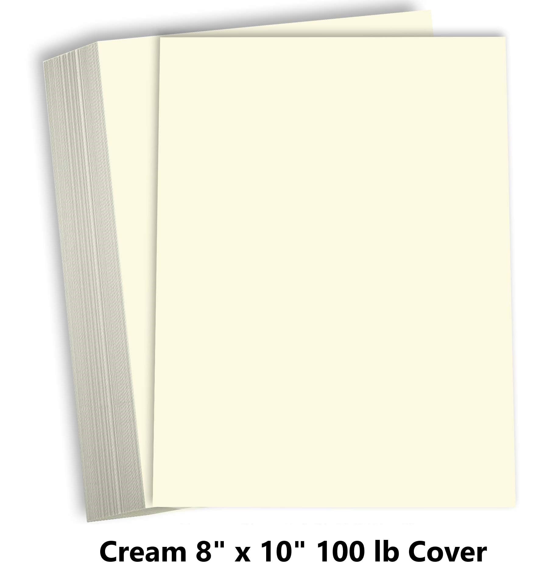 Hamilco Cream Colored Cardstock 8 x 10" Heavy Weight 100 lb Cover Card Stock for Printer - 50 Pack