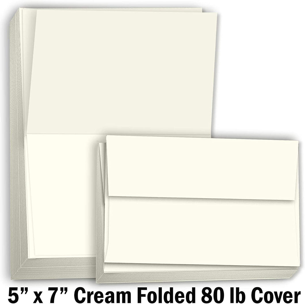 Hamilco Blank Greeting Cards 5x7 Folded Cream Card stock 80 lb