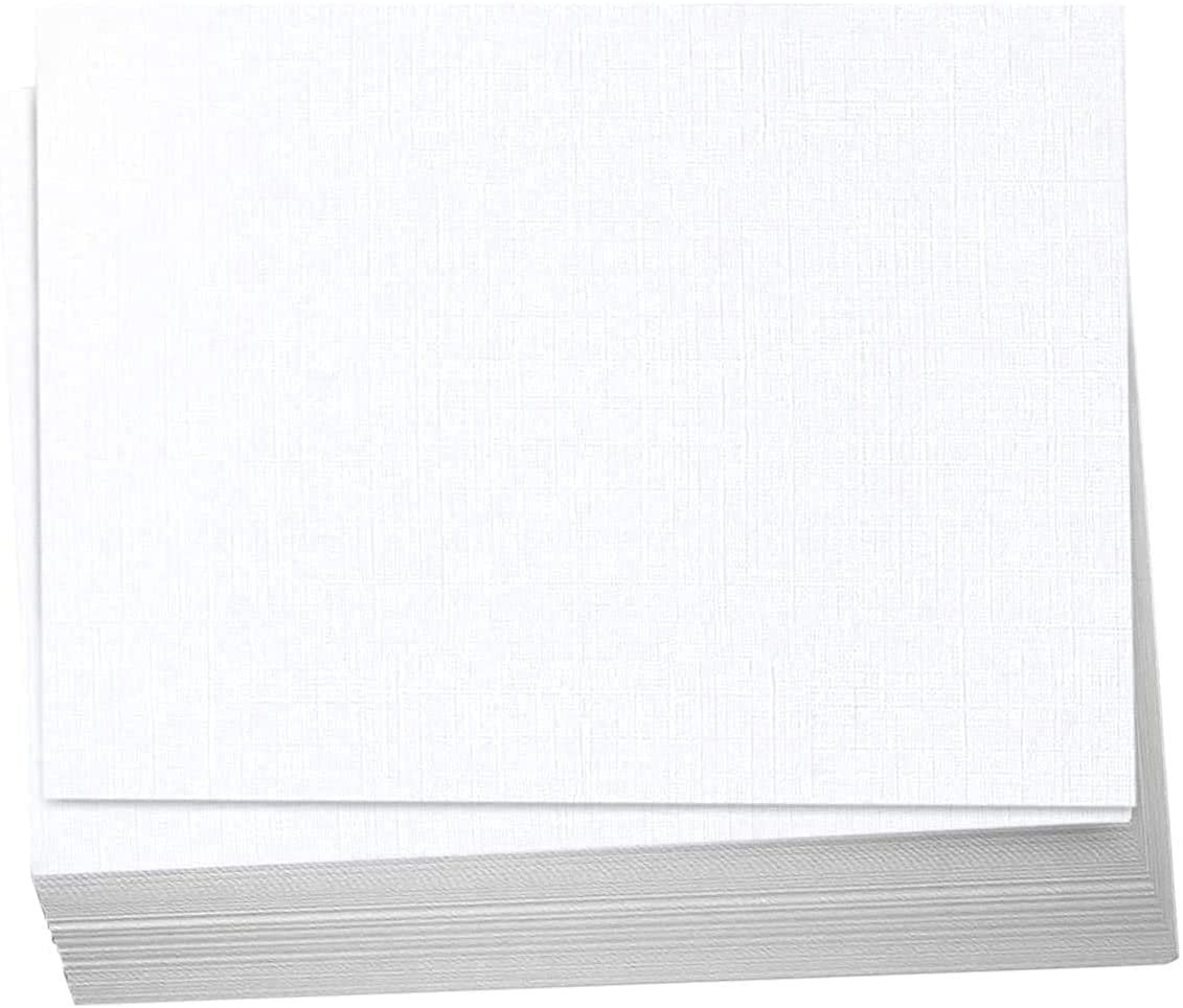 Hamilco 5x7 White Linen Cardstock Paper Blank Index Cards Flat Card Stock Heavyweight 100lb Cover 100 Pack - Hamilco.com