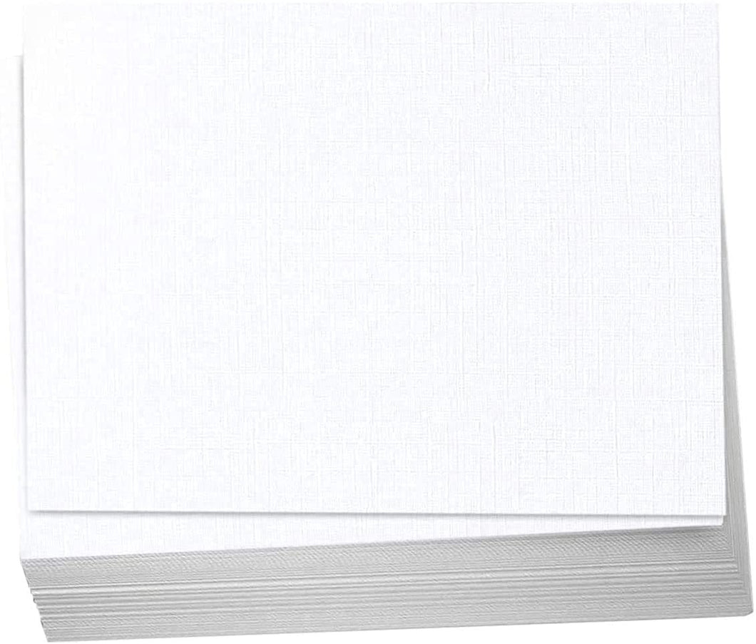 Hamilco 5x7 White Linen Cardstock Paper Blank Index Cards Flat Card Stock Heavyweight 100lb Cover 100 Pack