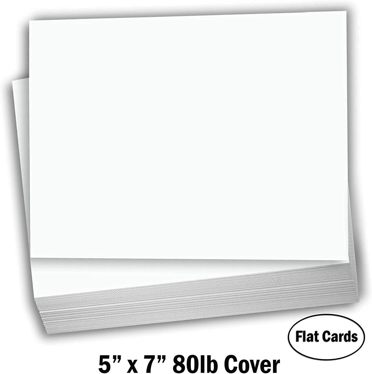 Hamilco White Cardstock Blank Index Flash Note & Post Cards - Flat 5 X 7" Thick Paper 80 lb Card Stock for Printer - 100 Pack - Hamilco.com