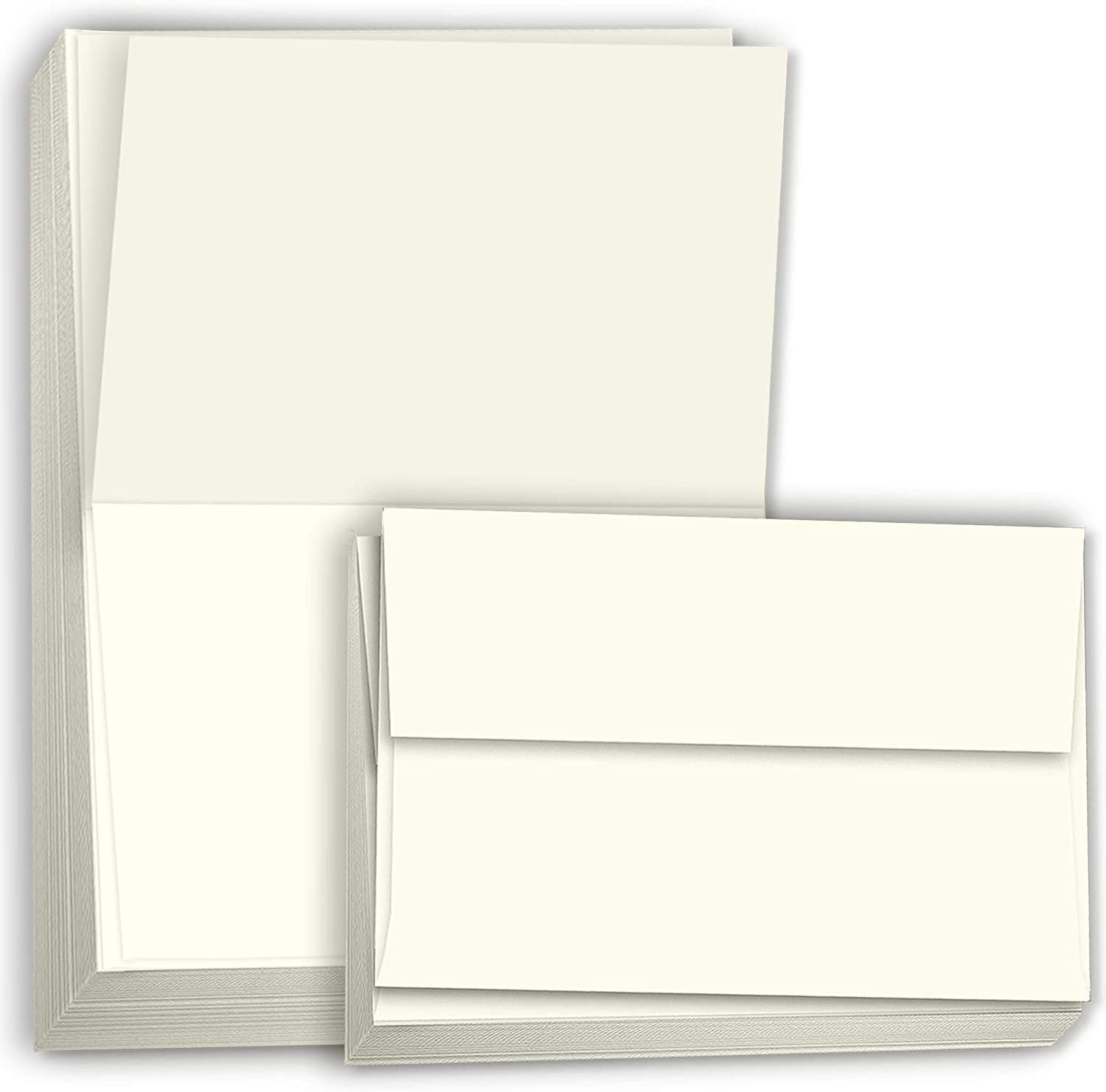 Hamilco Blank Greeting Cards and Envelopes 5.5" x 8.5" Folded Cream Card stock 80 lb Cover 100 Pack - Hamilco.com