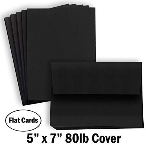 Hamilco Black Colored Cardstock Thick paper - Blank Note Greeting Invitations & Index Cards with Envelopes - Flat 5 x 7" Heavy Weight 80 lb Scrapbook Chalkboard Card Stock - 100 Pack - Hamilco.com