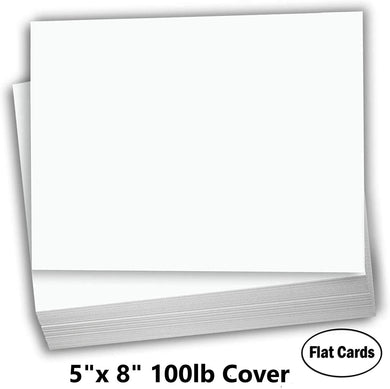Hamilco Blank Index Cards 5 x 8 Card Stock 100lb Cover White Cardstock Paper - 100 Pack