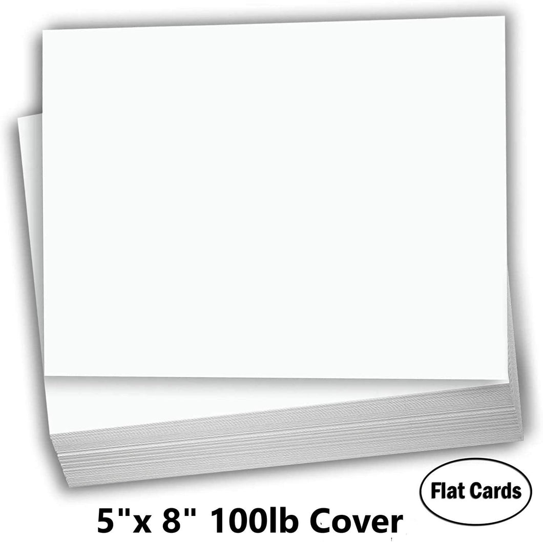 Hamilco Blank Index Cards 5 x 8 Card Stock 100lb Cover White Cardstock Paper - 100 Pack