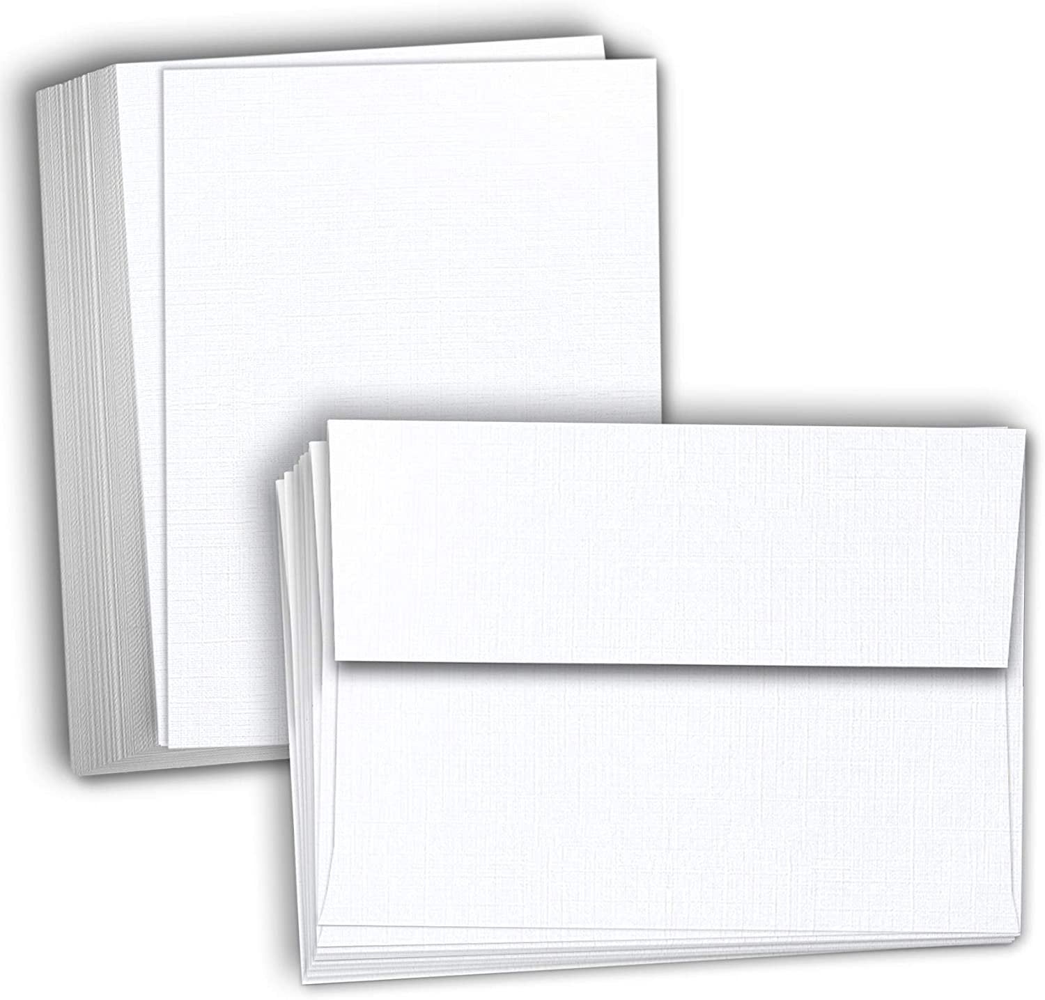 Hamilco Card Stock Blank Cards and Envelopes Flat 4" x 6" Linen White Cardstock Paper 100 Pack - Hamilco.com