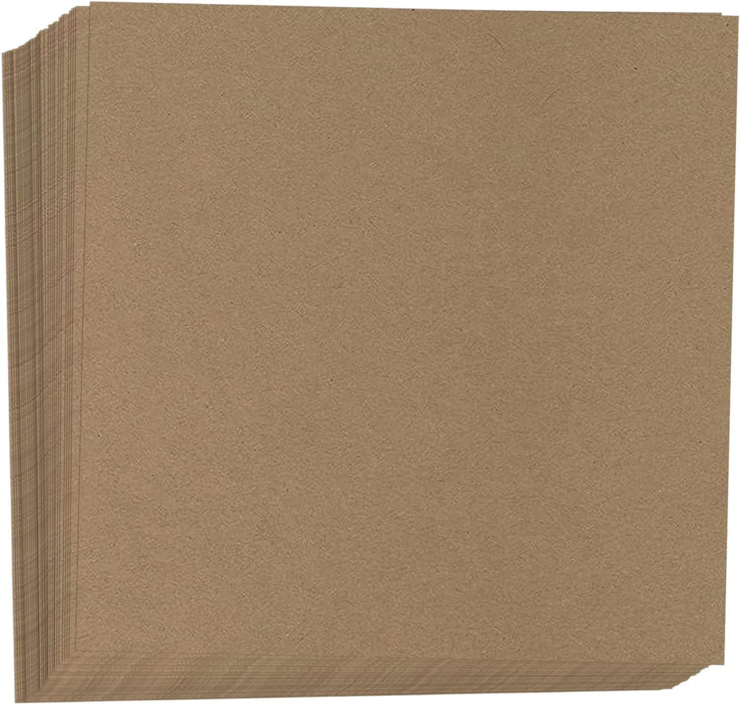 Hamilco Brown Kraft Cardstock Scrapbook Paper 12x12 Thick Blank Card Stock  Heavy Weight 130 lb Cover - 25 Pack