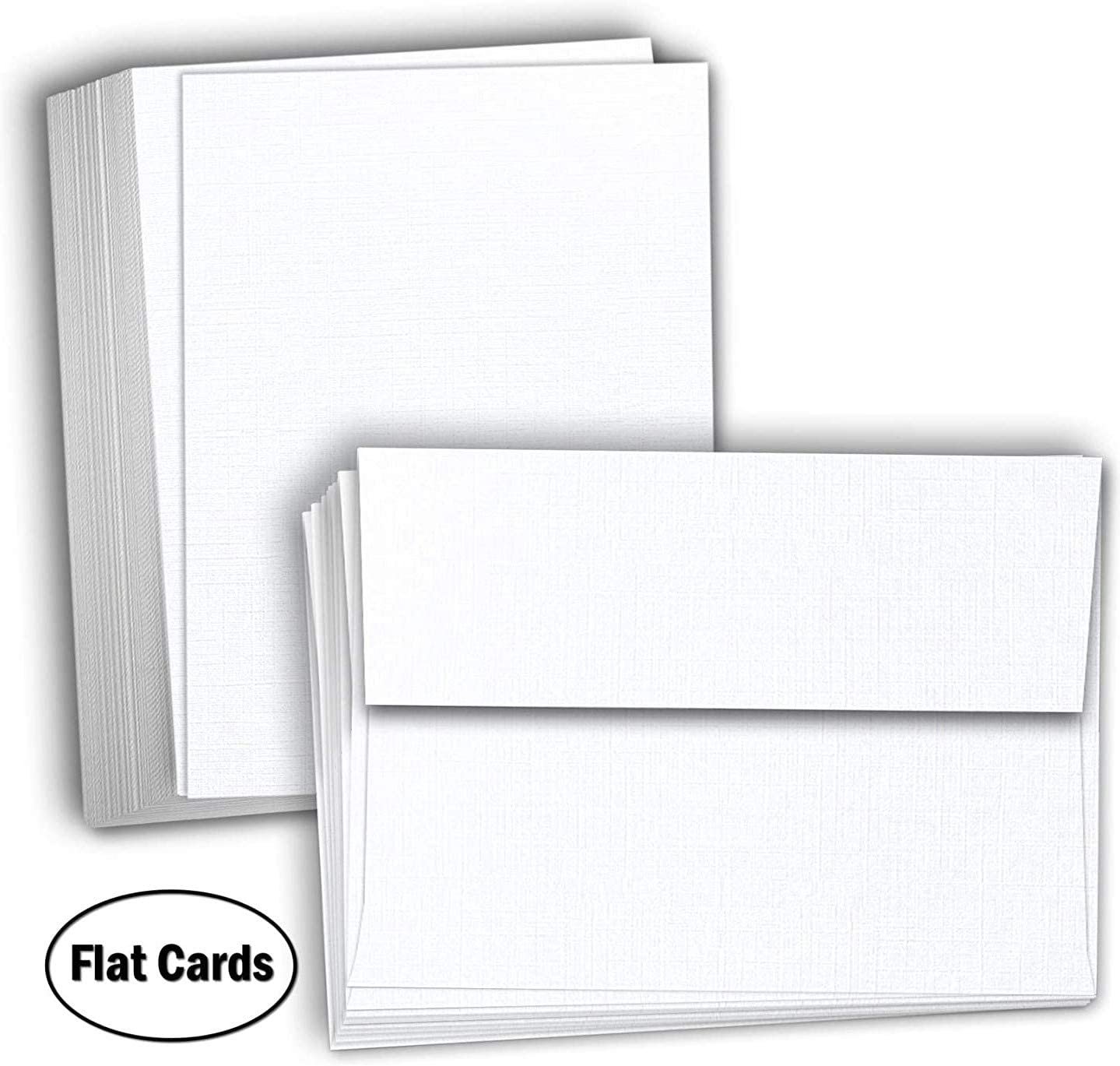 Hamilco Card Stock Blank Cards and Envelopes - Flat 4.5" x 6.25" A6 Linen White Cardstock Paper 100 Pack - Hamilco.com