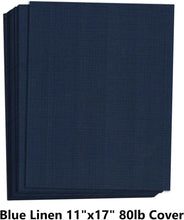 Hamilco Blue Linen Textured Cardstock Thick Paper - 11 x 17" Heavy Weight 80 lb Cover Card Stock - 25 Pack