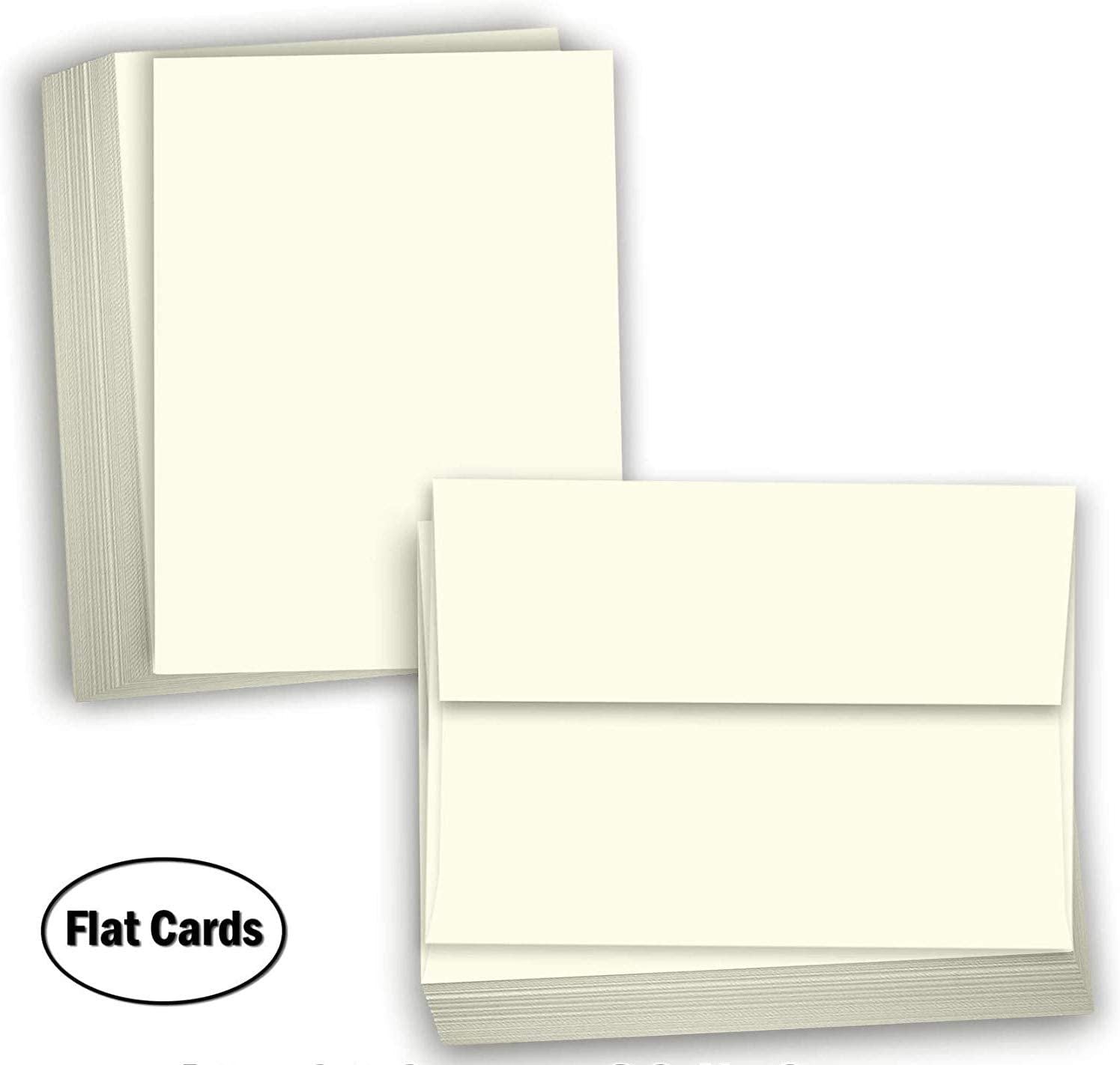 Hamilco Blank Cards and Envelopes - Flat 4.5" x 6.25" A6 Cream Cardstock Paper 80 lb Card Stock for Printer -100 Pack - Hamilco.com