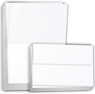 Hamilco Linen Card Stock Folded Blank Cards with Envelopes 5x7 - Scored Linen Cardstock Paper Heavyweight 100lb Cover - 100 Pack