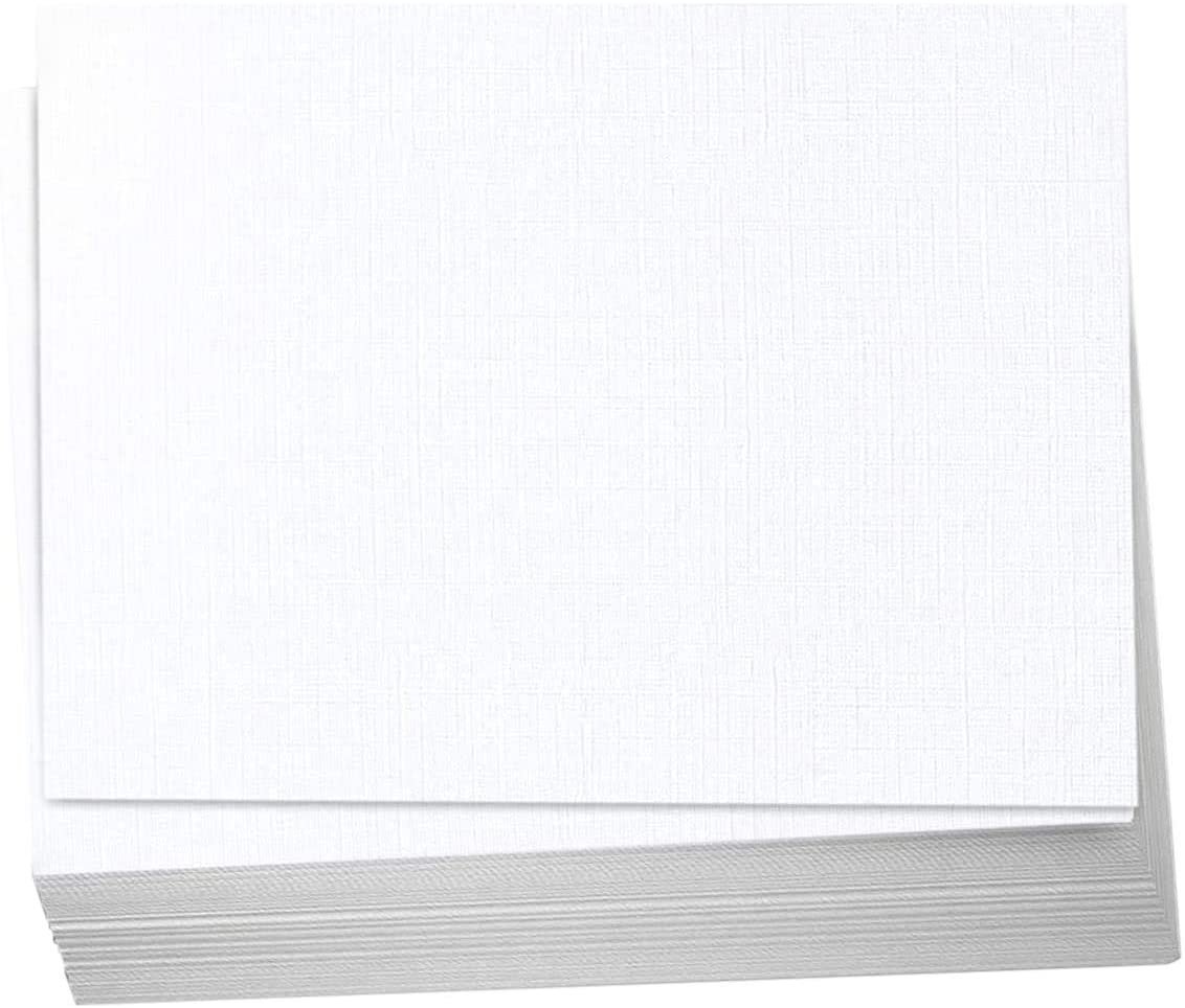 Hamilco 5x7 White Linen Textured Cardstock Paper Blank Index Cards Flat Card Stock 80lb Cover – 100 Pack - Hamilco.com