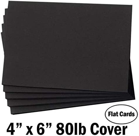 Hamilco Black Colored Cardstock Thick paper - Blank Note Greeting Invitations & Index Cards - Flat 4 x 6" Heavy Weight 80 lb Scrapbook Chalkboard Card Stock - 100 Pack - Hamilco.com