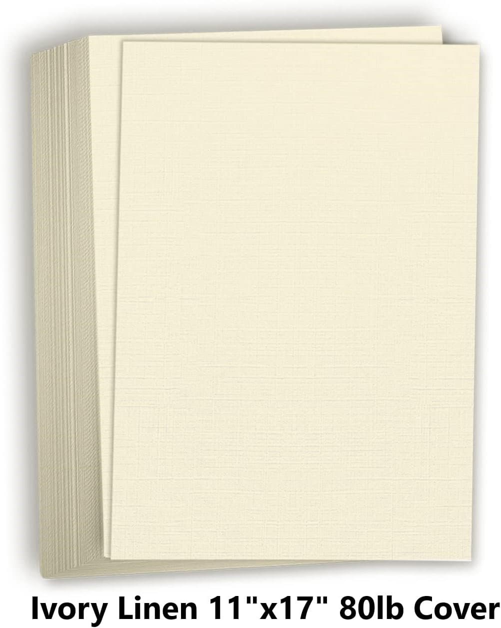 Hamilco Ivory Linen Textured Cardstock Thick Paper - 11 x 17" Heavy Weight 80 lb Cover Card Stock - 25 Pack
