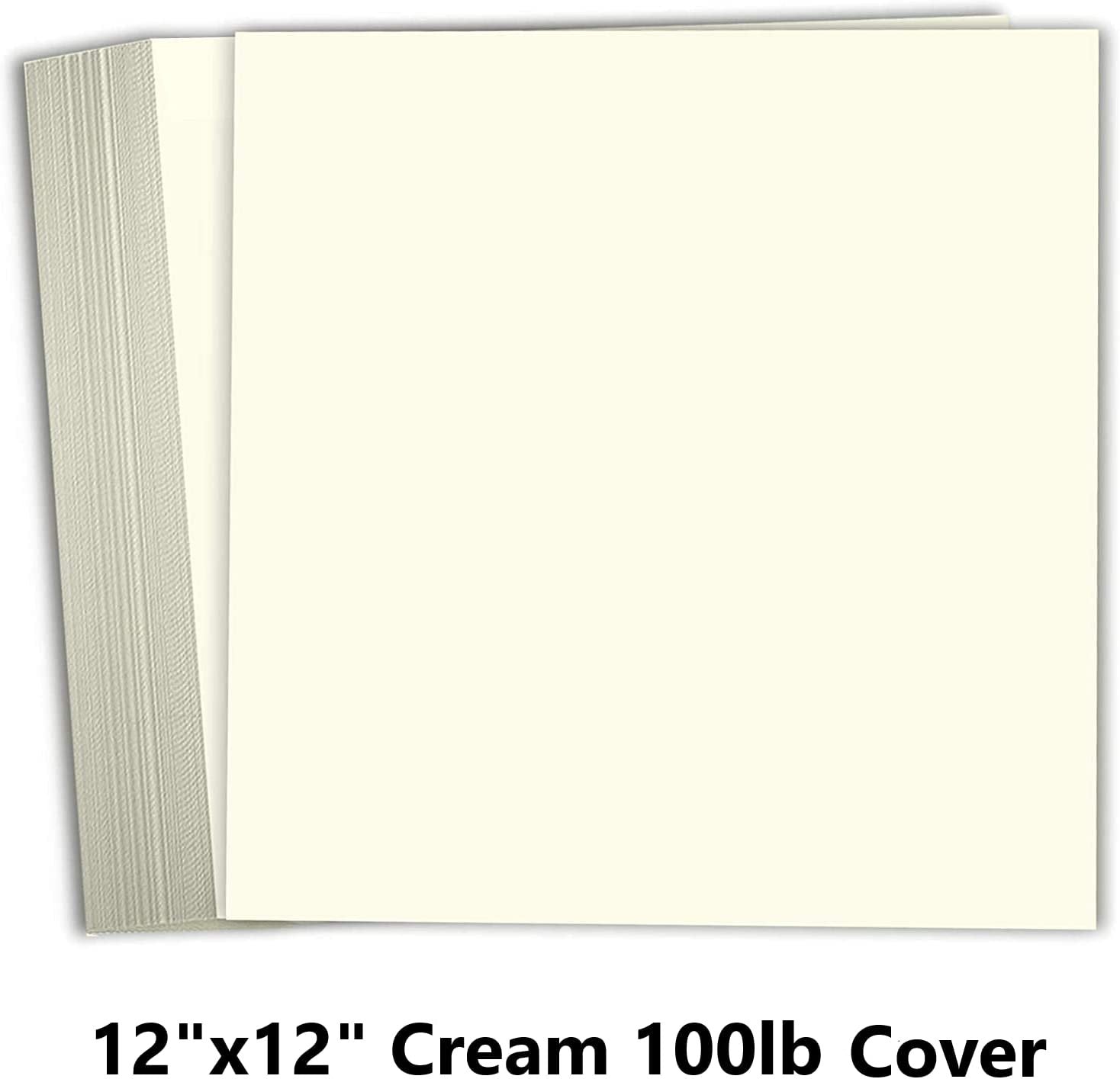 Hamilco Card Stock Scrapbook Paper 12x12 Cream Colored Cardstock 100lb Cover – 25 Pack