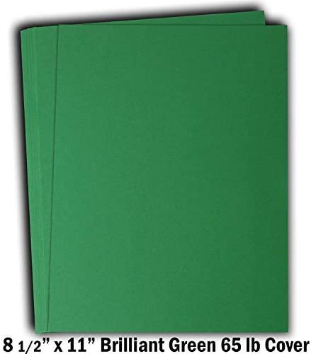 Hamilco Colored Cardstock Scrapbook Paper 8.5" x 11" Brilliant Green Color Card Stock Paper 50 Pack - Hamilco.com