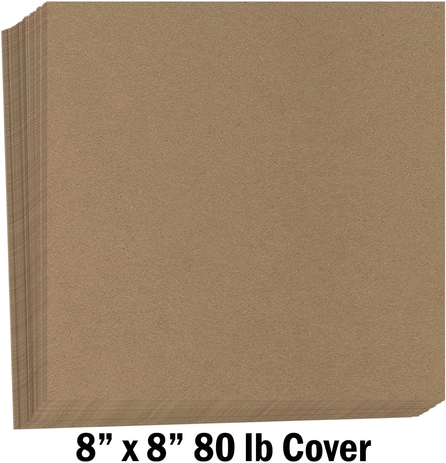 Hamilco Brown Colored Kraft Cardstock Scrapbook Paper 8x8 Heavy Weight 80 lb Cover – 100 Pack - Hamilco.com