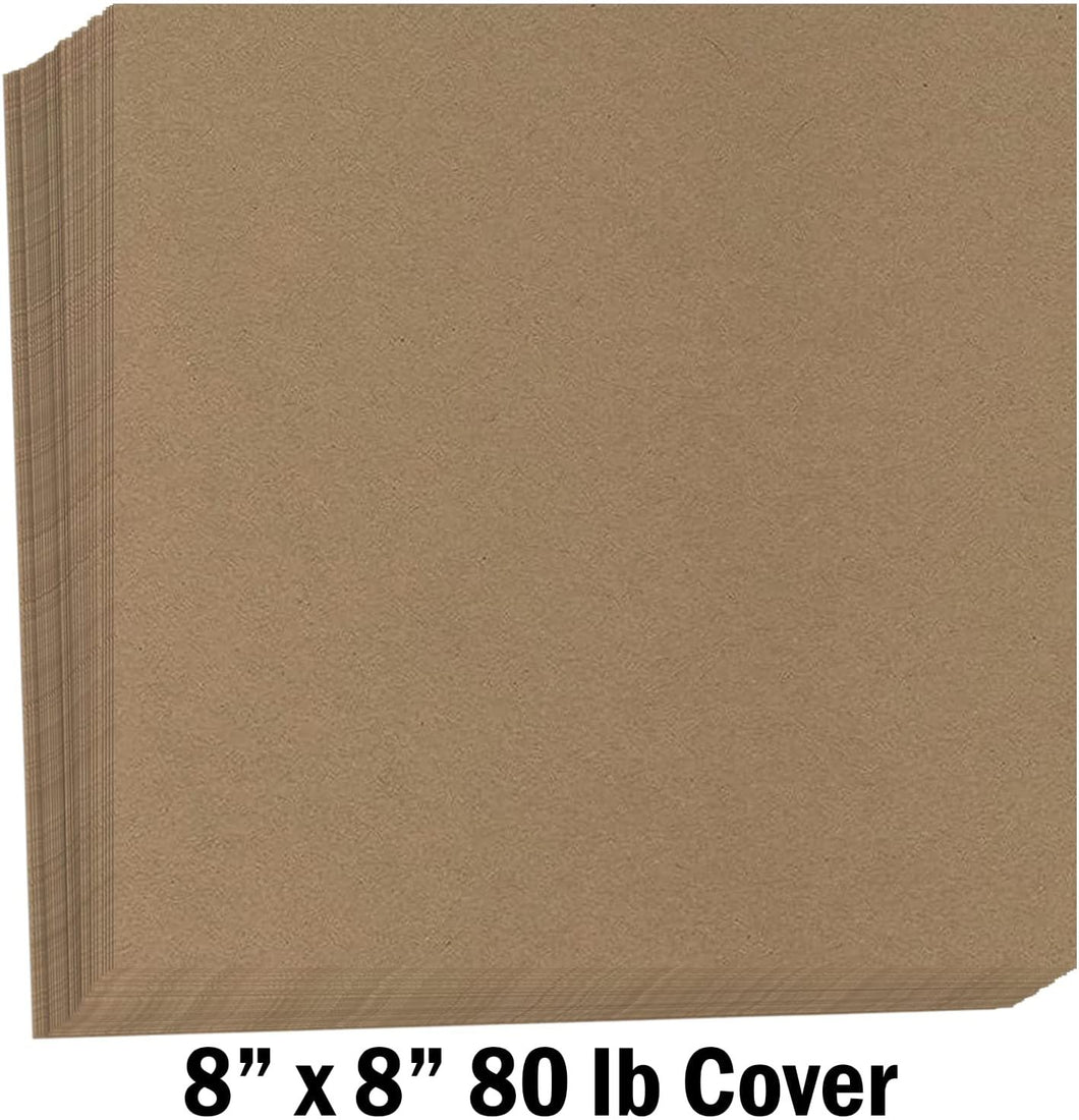Hamilco Brown Colored Kraft Cardstock Scrapbook Paper 8x8 Heavy Weight 80 lb Cover – 100 Pack